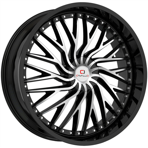 [CLV-43188051081143+35BM] CAVALLO-CLV43 GLOSS BLACK MACHINE 18X8.0 5X4.25/5X4.5 +35 +74.1 *NC*