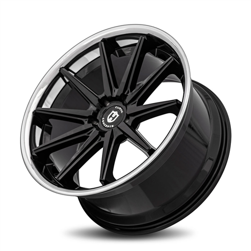 [C24-201051143573BSCL] C24 20x10.5 5x114.3 35 73.1 Gloss Black Stainless Chrome Lip