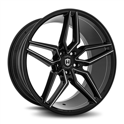 [C25-20101144073BMW] CURVA CONCEPTS-C25 GLOSS BLACK MILLED 20X10 5X4.5 +40 +73.1 **STAGGERED**