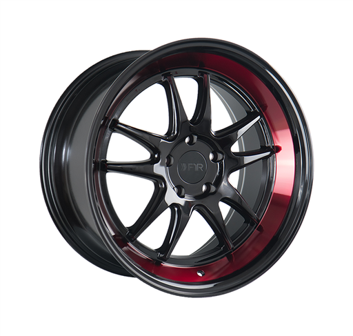 [F102BR1825+45] F1R-F102 GLOSS BLACK/RED LIP 18X9.5 5X112 +45 *STAGGERED*