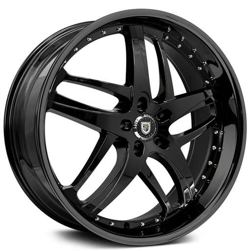 [689-2410-13-28FB] SOLAR 24X10 5X120 +28MM 74.1MM CB GLOSS BLACK CHROME RIVITS
