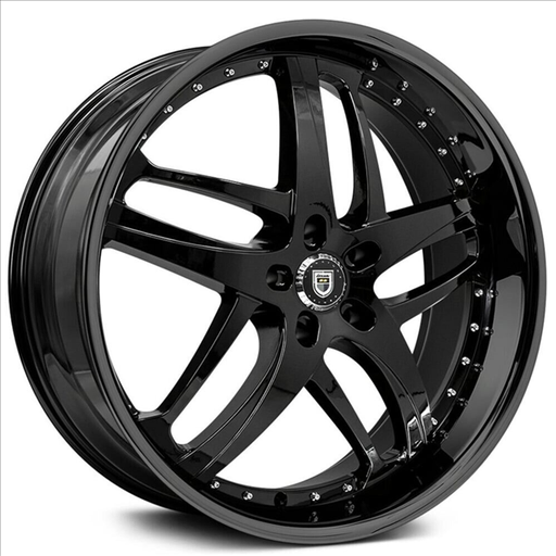 [689-2410-13-35FB] SOLAR 24X10 5X120 +35MM 74.1 MM CB GLOSS BLACK CHROME RIVITS