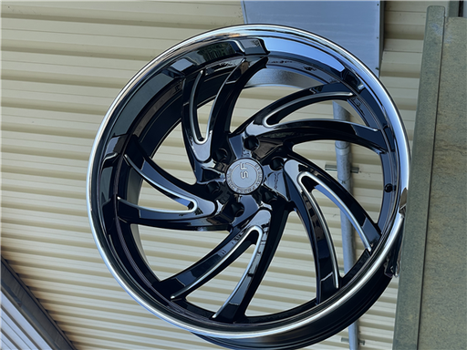 [2212324106139BSSL] STREET FORCE SF22123 24X10 6X139.7 Black Milled+SSL(Stainless Steel Lip) +30 c.b-78.1 **Special**