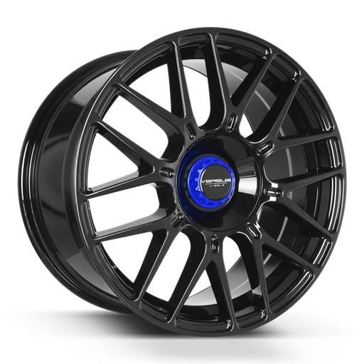 [BLU1885] VERSUS VS22 18X8.5 BLACK/BLUE CAP 5X100/114.3 +35 73.1