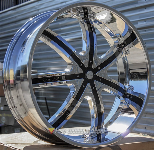 [MS502600+15] MASSA-50 CHROME W/ BLACK INSERTS 26X10 BLANK +15