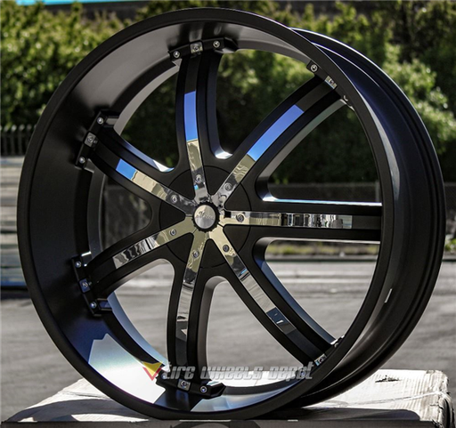 [MS50B2630+15] MASSA-50 MATTE BLACK W/ CHROME INSERTS 26X10 5X115/5X4.75 +15