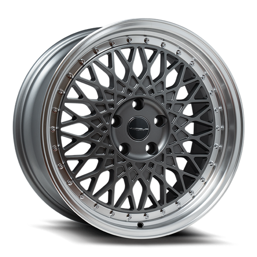 [VS081785112MGCL] VS08 17X8 5X112 +35MM 73.1 MATTE GUNMETAL MACHINE LIP W/CHROME RIVETS