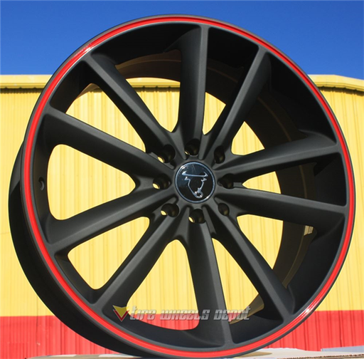 [TR9012MBRC1704+40] NS-TR9012 MATTE BLACK/RED STRIP 17X7.0 4X100/4X4.5 +40 **157**