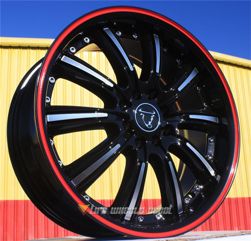 [TR9017MBRC1704+40] NS-TR9017 MATTE BLACK/RED STRIPE 17X7.0 4X100/4X4.5+40 **198**
