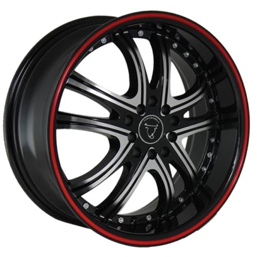 [TR9036BMB1715+38] NS-TR9036 BLACK/MACHINE RED STRIPE 17X7.5 5X100/5X4.5 +38 BMB+RC *251*