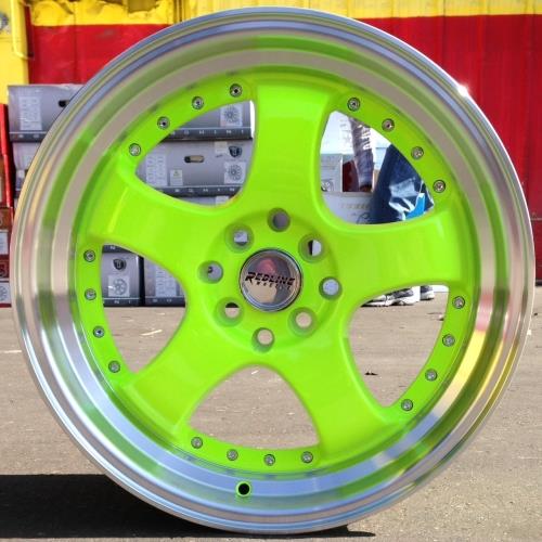 [REDLINE142GR1704+35] REDLINE-142 GREEN/MACHINE LIP 17X7.5 4X100/4X4.5 +35