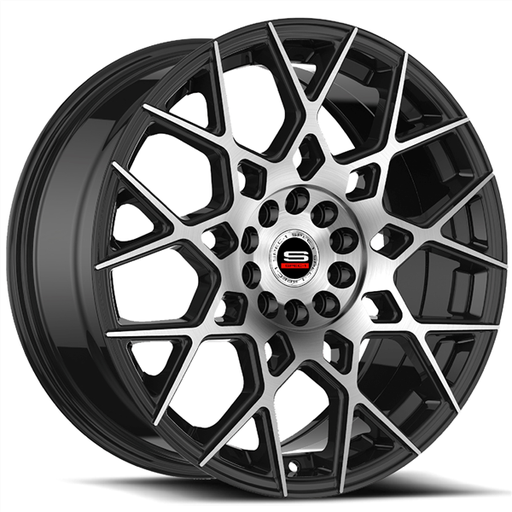[SP-5217753842BM] SPEC-1 RACING SP-52 GLOSS BLACK/MACHINE 17X7.5 5X4.5/5X4.75 +42 +73.1 *RT*
