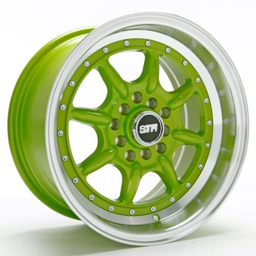 [STR504GR1515+25] STR RACING-504 GREEN/MACHINE LIP 15X8.0 5X100/5X4.5 +25