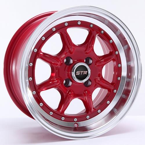 [STR504R1515+25] STR RACING-504 RED/MACHINE LIP 15x8 5X100/5X4.5 +25