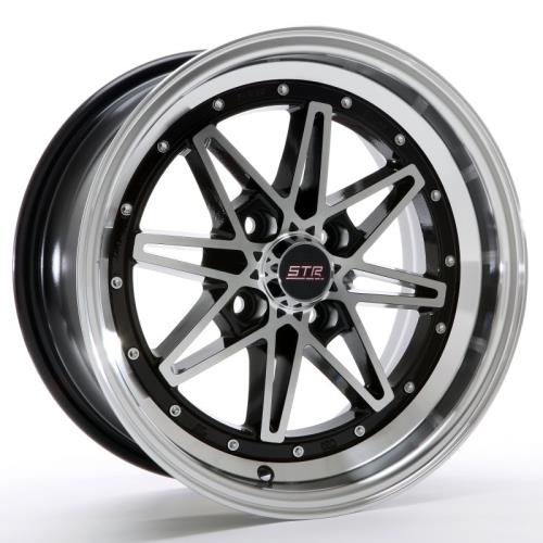 [STR505BM1701+22] STR RACING-505 BLACK/MACHINE FACE 17X9.0 4X100 +22