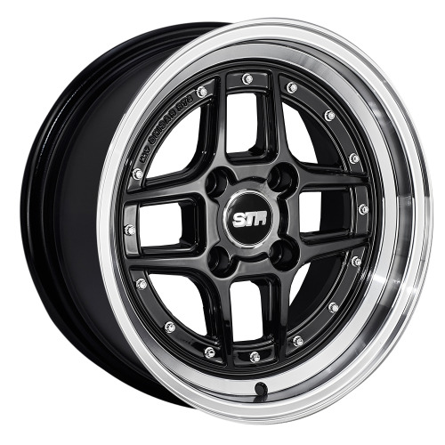 [STR527BML1501+15] STR RACING-527 BLACK/MACHINE LIP 15X8.0 4X100+15+73.1