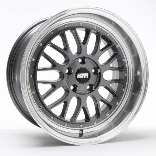 [STR601GM2025+35] STR RACING-601 GUN METAL/MACHINE LIP 20X10.5 5X112+35 **STAGGERED ONLY**