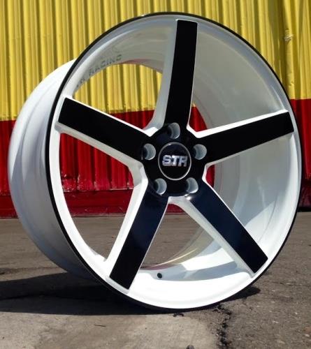 [STR607WB1932+20] STR RACING-607 WHITE/BLACK 19X10 5X4.75/5X120+20 **STAGGERED ONLY**