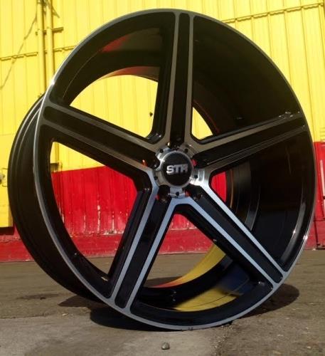 [STR617BMF1832+37] STR RACING-617 BLACK/MACHINE FACE 18X9.5 5X4.75/5X120+37 **STAGGERED ONLY**