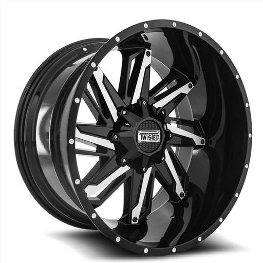 [T-22201051397150-24GBM] TWISTED OFFROAD-T22 20X10 5X139.7/5X150 -24 C.B 110 RAZOR BLACK/MACHINE