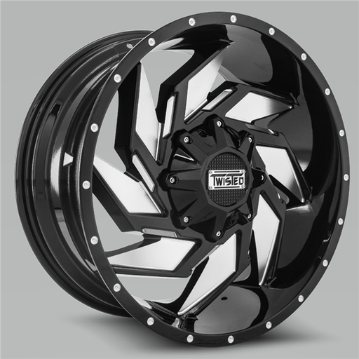 [T-24201051397150-12GBM] TWISTED OFFROAD-T24 20X10 5X139.7/5X150 -12 C.B 110 RAPTOR BLACK/MACHINE
