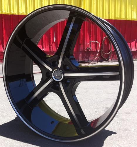 [U255B2029+35] U2-55 BLACK W/MACHINE FACE & LINE 20X8.5 5X4.5 +35