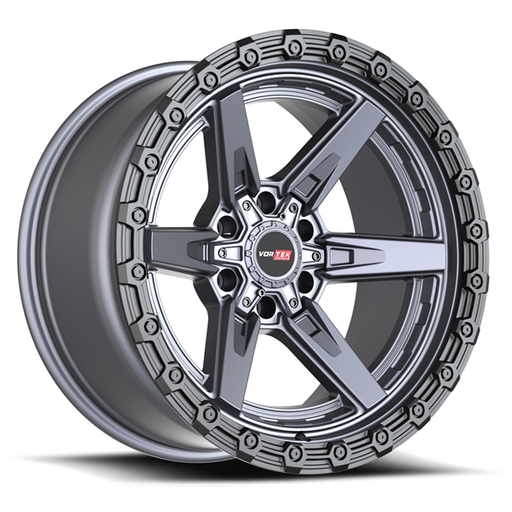 [602201057-12MTBR] VORTEK VRT-602 ARGON MATTE TITANIUM WITH BLACK BEAD RING 20X10 6X135/6X139.7 -12 +106.1 *NC*