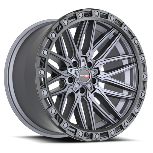 [608201043-12MTBR] VORTEK VRT-608 APOLLO MATTE TITANIUM WITH BLACK BEAD RING 20X10 5X127/5X139.7 -12 +78.1 *NC*