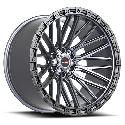 [608201057-12MTBR] VORTEK VRT-608 APOLLO MATTE TITANIUM WITH BLACK BEAD RING 20X10 6X135/6X139.7 -12 +106.1 *NC*