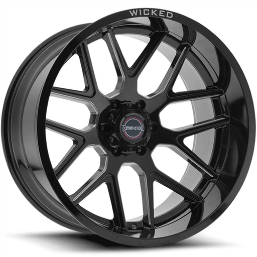 [W903B220050-19GBMW] WICKED-OFFROAD W903 GLOSS BLACK MILLED 22X10 5X127/5X5.5 -19 +87.1