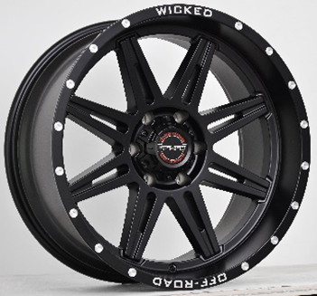 [W905B200655-24GBMW] WICKED-OFFROAD W905 GLOSS BLACK MILLED 20X10 6X139.7/6X5.5 -24 +106.1