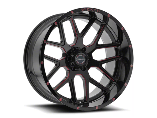 [W909B200655-24RT] WICKED-OFFROAD W909 GLOSS BLACK RED TINT 20X10 6X5.5 -24 +87.1