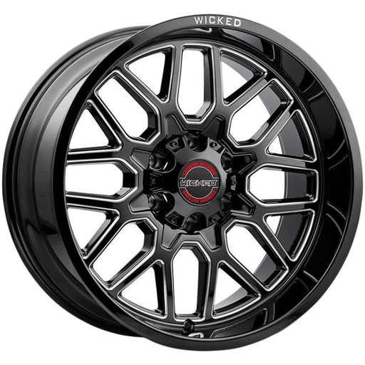 [W938220880-19GB] WICKED-OFFROAD W938 GLOSS BLACK MILLED 22X10 8X180 -19 +125.2