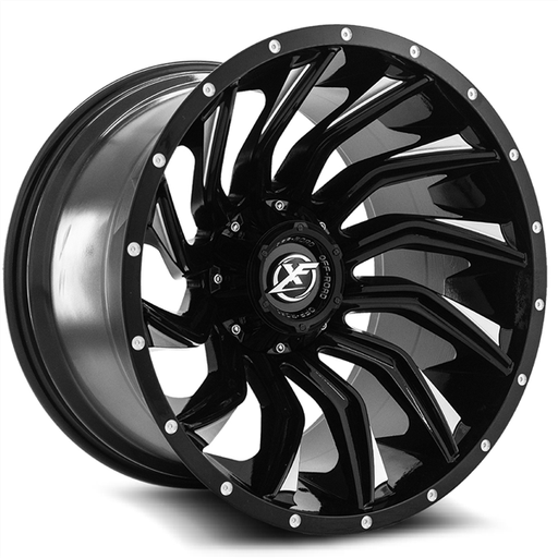 [XF-224221281651170-44GBM] XF OFF-ROAD XF-224 GLOSS BLACK & MILLED 22X12 8X6.5 8X170 -44 +125.2 *NC*