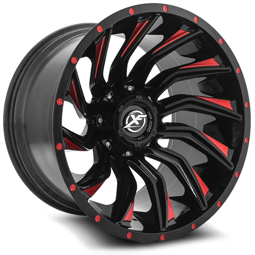 [XF-224201061351397-12GBRM] XF OFF-ROAD XF-224 GLOSS BLACK & RED MILLED 20X10 6X135 6X139.7 -12 +106.4 *NC*