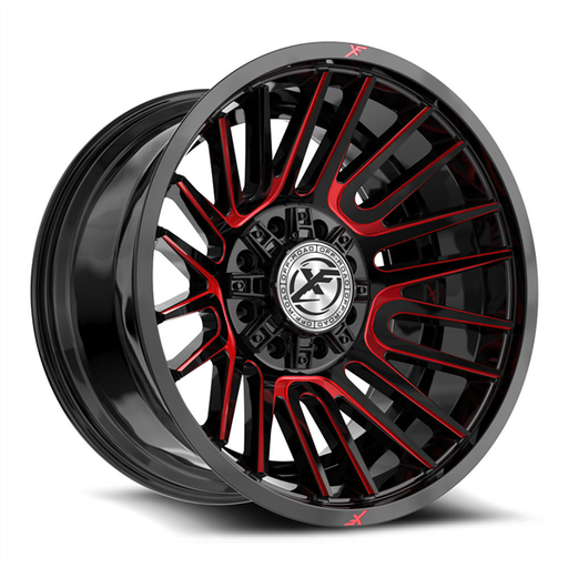 [XF-234221281651170-44BMR] XF OFF-ROAD XF-234 GLOSS BLACK & RED MACHINED 22X12 8X165.1/8X170 -44 +125.2 *NC*