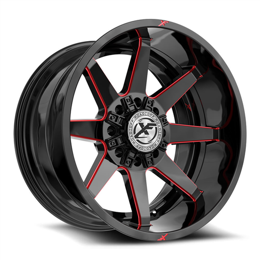 [XF-236201081651170-12GBRM] XF OFF-ROAD XF-236 GLOSS BLACK & RED MILLED 20X10 8X165.1/8X170 -12 +125.2 *NC*