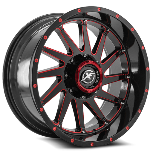 [XF-215201051143127-12GBMLR] XF OFFROAD-XF216 GLOSS BLACK/RED MILLED 20X10 5X4.5/5X127 -12 +78.1
