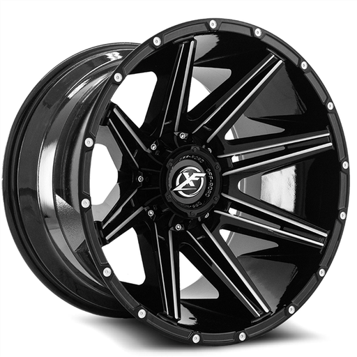 [XF-220179081651180+12GBM] XF OFFROAD-XF220 GLOSS BLACK/MILLED 17X9.0 8X165.1/8X180 +12 +125.2 *NC*