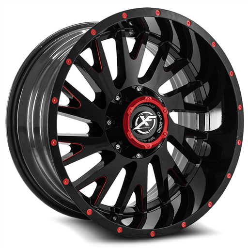 [XF-221201051271397-24GBMLR] XF OFFROAD-XF221 GLOSS BLACK/RED MILLED 20X10 5X127/5X5.5 -24 +78.1