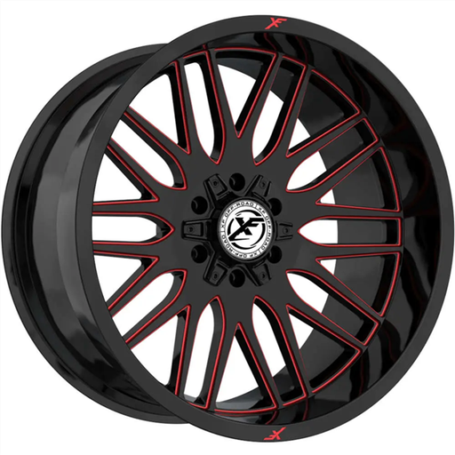 [XF-240201051271397-24GBMLR] XF OFFROAD-XF240 GLOSS BLACK/RED MILLED 20X10 5X127/5X5.5 -24 +78.1 *NEW STYLE 2023*