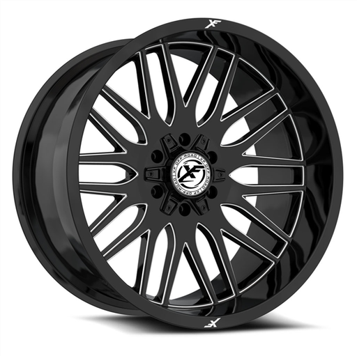 [240F228262110GBML] XF-OFFROAD XF-240 DUALLY FRONT GLOSS BLACK MILLED 22X8.25 8X210 +110 +154.3 *RT*