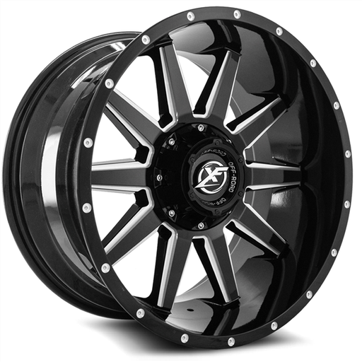 [XF-219179081651170+12GBM] XF-OFFROAD-XF219 GLOSS BLACK/MILLED 17X9.0 8X165.1/8X170 +12 +125.2 *NC*