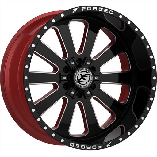 [XFX-N-302181061351397-12GBRWMW] XFX FORGED XFX-302 BLACK/MILLED W/RED WINDOWS 18X10 6X135/6X5.5 -12 +108 **FORGED** *FLOATING