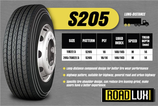 [RLS208] 295/75R22.5/16 ROADLUX S205 146/143M *TRAILER* *16PLY*
