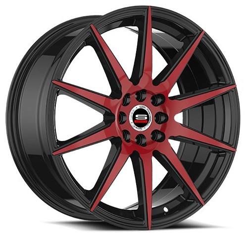 [SP-5118803638BMR] SPEC-1 RACING SP-51 GLOSS BLACK/RED 18X8.0 5X112/5X4.5 +38 +73.1 *NC*