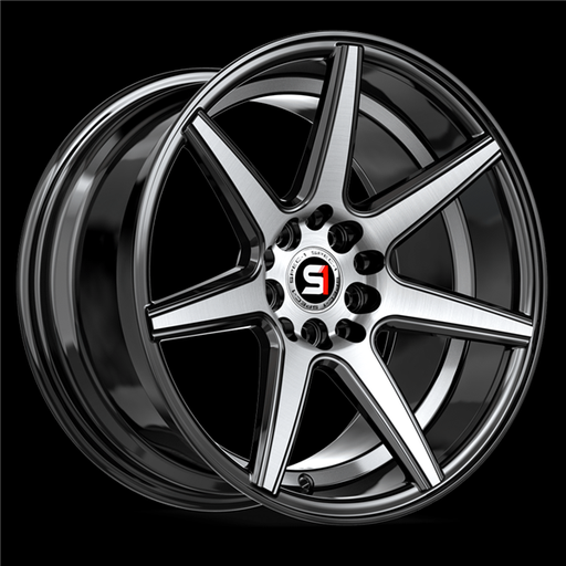 [SP-7317753842BMU] SPEC-1 RACING SP-73 GLOSS BLACK MACHINED & UNDERCUT 17X7.5 5X114.3/5X120 +42 +73.1 *NC*