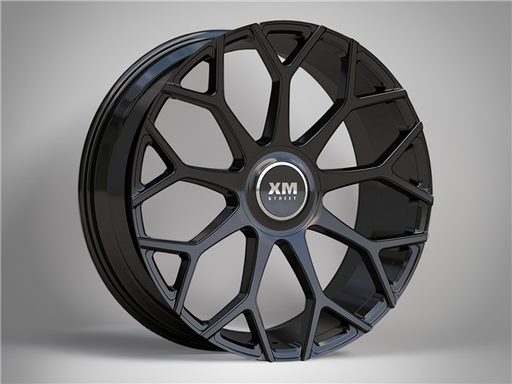 [XM608X228524+35GB] XM STREET XM-608X 22X8.5+35 5X112+5X114.3 C.B 73.10 GLOSS BLACK *FLOATING CAP*