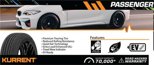 [I-0129620] 205/55R16 COSMO KURRENT EV 94V XL BW M+S 600A-A 70K+ ROAD HAZARD **EV TIRE**
