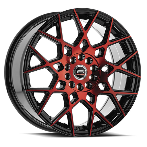 [SP-5218803838GBR] SPEC-1 RACING SP-52 18X8.0+42 5X114.3/5X120 C.B 73.1 GLOSS BLACK/RED